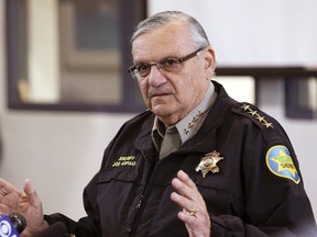 Maricopa County Sheriff Joe Arpaio addresses the media about a simulated school shooting in Fountain Hills, Ariz., in this February 9, 2013 file photo. (REUTERS/Darryl Webb/Files)