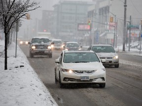 Traffic on York St. in London on Wednesday, March 12 (DEREK RUTTAN, The London Free Press)