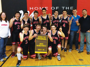 The MacGregor Mustangs varsity boys basketball team won the Zone 7 varsity basketball title with a 52-49 victory over Neepawa last week.