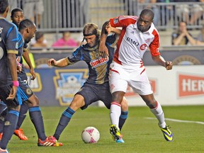 Toronto FC forward Bright Dike says he is on track to come back from a torn Achilles before the end of the season, though he will miss out on the World Cup. (USA TODAY SPORTS)