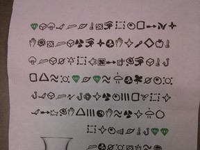 A mysterious cryptogram found in a book in D.B. Weldon library on the Western University campus. (submitted)