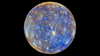 This colorful view of Mercury was produced by using images from the color base map imaging campaign during MESSENGER's primary mission. These colors are not what Mercury would look like to the human eye, but rather the colors enhance the chemical, mineralogical, and physical differences between the rocks that make up Mercury's surface.
(Courtesy NASA)
