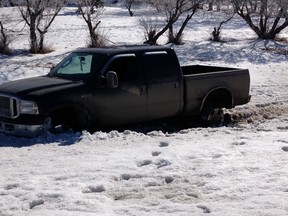 Stolen truck gets stuck in snowy ditch