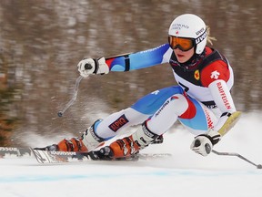 Spruce Grove’s Jocelyn McCarthy, shown here competing at the Canadian alpine ski championships in February where she placed first in the U18 division, topped that achievement earlier this month by winning the U18 title at the World Junior Championships in Slovakia. Combined, her two runs at the competition put her a second ahead of her nearest competitor, a huge margin in the sport of slalom racing. - Photo Supplied