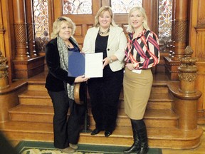 Pictured from left to right is Erika King, General Manager for Seaforth Manor; Lisa Thompson, MPP Huron-Bruce and Christine Ozimek, Chief Operating Officer for PLTC.