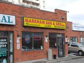 A man was stabbed to death early Saturday in a fight outside of the Markham Bar and Grill in Scarborough. (Chris Doucette/Toronto Sun)