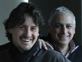 Dr. Christoph Weder, left, is a holistic beef farmer who heads up Heritage Angus Beef, and President & CEO of Hero Certified Burgers, John F. Lettieri (Stan Behal/Toronto Sun)