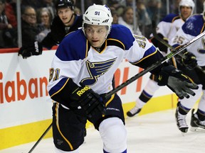 St. Louis Blues forward Vladimir Tarasenko will miss six weeks after having surgery on his right hand. (KEVIN KING/QMI Agency)
