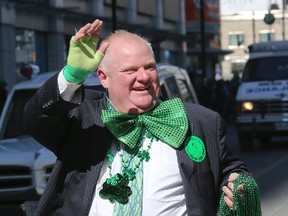 Mayor Rob Ford participates in Sunday's St. Patrick's Day parade. (DAVE THOMAS/Toronto Sun)