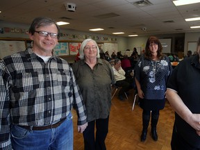 Jeff Tribe/Tillsonburg News
From left, Michael Kadey, Tillsonburg People First representative; Sandra Bray, Advisor for People First of Tillsonburg and event coordinator; Kimberley Gavan, Director of Community Development, Community Living Ontario; and Richard Ruston, Vice President, People First of Ontario; were among the participants at the Friday launch inside the Lion’s Den of a three-year province-wide discussion on inclusion, and the quality of community life, spirit and pride for those living with intellectual disabilities.