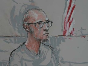 Nicholas Teausant is shown in Federal Court in this sketch, in Seattle, Washington, March 17, 2014.   REUTERS/Peter Millett