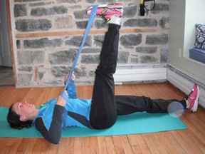 The flat band supine hamstring/calf stretch is a must in any training program. (Supplied photo)