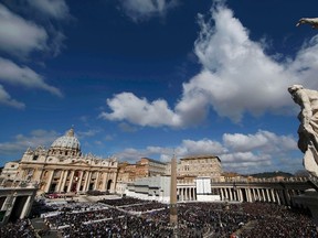 Crowds fill Saint Peter's Square for the inaugural mass of Pope Francis at the Vatican in this March 19, 2013 file picture. (POPE/PROFILE REUTERS/Tony Gentile/Files)