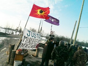 Mohawk blockade on Wymans Road railway near Marysville, Ont. (Jerome Lessard/QMI Agency)