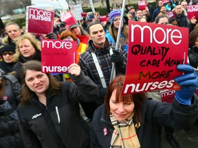 Registered Nurses protest at Queen's Park on March 19, 2014. (Dave Abel/Toronto Sun)