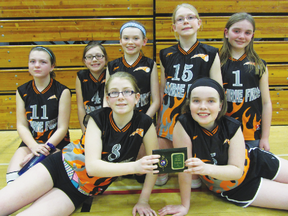 The U12 Prairie Fire Orange team poses with their runner-up plaque won at the U12 tournament in Dauphin last weekend. U12 Prairie Fire Black finished third. (Submitted photo)