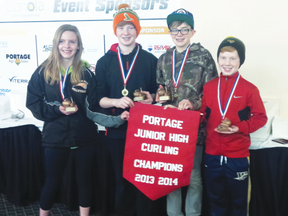 The Yellowquill School curling team of skip Grady Currie, third William Stinson, second Haden Moorehouse and lead Teaghan Garnham won the 2013-14 Portage la Prairie Junior High Curling Championship Monday.