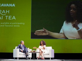 Howard Schultz, CEO of Starbucks, and Oprah Winfrey announced the new Teavana Oprah Chai Tea product on Wednesday. 

REUTERS/David Ryder