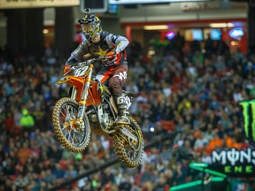 Brigden's Cole Thompson is competing at the Monster Energy Supercross at the Rogers Centre in Toronto this Saturday. He is currently 7th in points on the circuit with four races remaining in the season. PHOTO COURTESY Hoppenworld.com