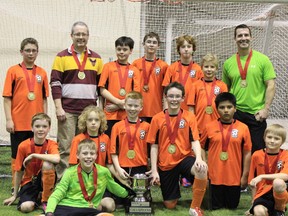 The U12 Portage indoor soccer team won the B-side Cambrian Championship final in the U12 rec division. (Submitted photo)