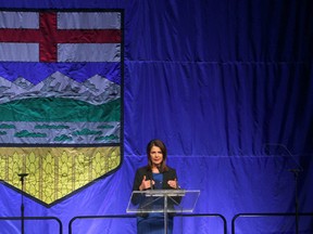 Wildrose Party leader Danielle Smith practises her speech before the party's 2014 Calgary Leader's Dinner held at the Telus Convention Centre in Calgary on Thursday, March 20, 2014.  The political party allowed media to document the speech before Smith addressed guests and party members later in the night. Jim Wells/Calgary Sun
