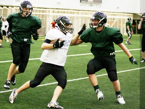 Parkland Predators coach Jason Jackson sees a lot of potential in his young squad, here enjoying the balmy conditions inside Commonwealth Stadium’s Field House in a recent practice. - Gord Montgomery, Reporter/Examiner