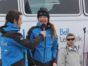 Clara Hughes rode into Sarnia this past week to help erase the stigma surrounding mental health. Part of her message was about the need for every person to open up about their struggles, and she said that athletes willing to do so will lead the way for others. SHAUN BISSON/THE OBSERVER/QMI AGENCY