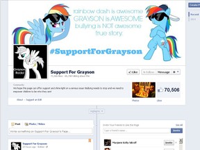 Support for Grayson Facebook page. (SCREENSHOT)