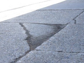 West Elgin council recognizes sidewalks in both West Lorne and Rodney need work, especially in spots like this one on the south side of Main Street where there are uneven areas.