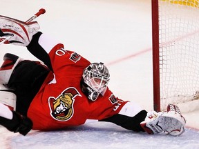 Robin Lehner has allowed 17 goals in his last three games and 3:22 minutes. Darren Brown/Ottawa Sun