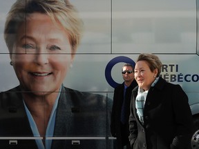 Premier and Parti Quebecois leader Pauline Marois arrives for a presentation at a school in Montreal. The next election in the province will be held April 7.
QMI Agency