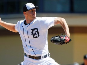 Detroit Tigers starting pitcher Max Scherzer (37) throws a pitch during the first inning of a spring training game against the New York Yankees at Joker Marchant Stadium. (Kim Klement-USA TODAY Sports)