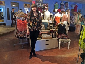 Rikki McDougall, manager of Out of the Blue, poses in the store voted Winnipeg's Best Women's Clothing Store. (TESSA VANDERHART/Winnipeg Sun)