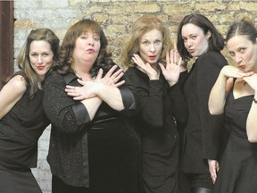 Lori Fellner, Deborah Mitchell, Caroline Dolny-Guerin, Jane Piper and Sookie Mei star in the London Community Players? production of Love, Loss and What I Wore at the Palace Theatre?s Procunier Hall. (Ross Davidson/special to QMI Agency)