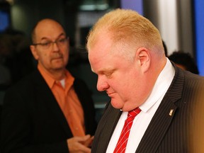 Mayor Rob Ford draws for speaking position for Wednesday's televised debate Monday March 24, 2014. (Michael Peake/Toronto Sun)