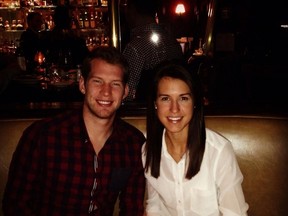 Maple Leafs goalie James Reimer and wife April Reimer. (@april_reimer Twitter photo)