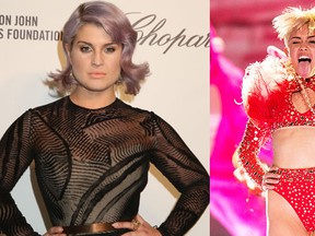 Kelly Osbourne has spoken out to defend Miley Cyrus over her sexy new image. (Christopher Polk/Getty Images/AFP, WENN)