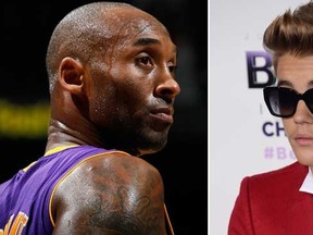 Kobe Bryant and Justin Bieber. (Getty Images)