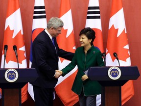 Canadian Prime Minister Stephen Harper signed a recent trade deal with South Korea.