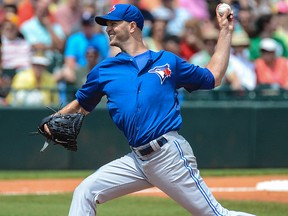 Blue Jays pitcher J.A. Happ had another rough outing on Tuesday, allowing seven runs in three innings as the Jays lost 22-5 to Pittsburgh in spring training action. (USA Today Sports)