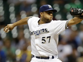 Brewers pitcher Francisco Rodriguez hurt himself after stepping on a cactus. (Getty Images/AFP)