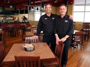 Gino Donato/The Sudbury Star
Brothers Kelly and Keith Toppazzini, in their new Topper's Pizza restaurant in Chelmsford, which opened Tuesday.