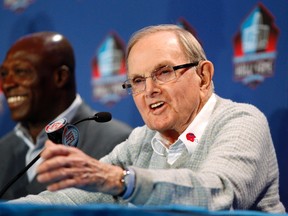 Buffalo Bills founder and owner Ralph Wilson, Jr. talks with the media following the announcement of his election into the Pro Football Hall of Fame in Tampa, Florida in this January 31, 2009, file photo. (REUTERS)