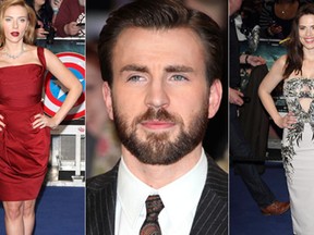 Scarlett Johansson rules the blue carpet in a red-hot sexy dress, Sam Jackson gets befuddled in blue, and has leading man Chris Evans turned into a hipster?!(WENN)