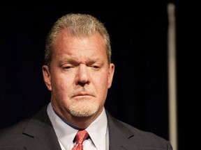 Indianapolis Colts owner Jim Irsay attends a press conference announcing Manning's release from the Colts at Indiana Farm Bureau Football Center on March 7, 2012. (Joey Foley/Getty Images/AFP)