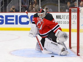 New Jersey Devils goalie Martin Brodeur is considering playing one more season. (Mulholland-USA TODAY Sports)