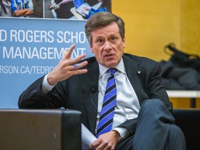 John Tory during the Toronto mayoral debate hosted by the Ted Rogers School of Management at Ryerson University in Toronto, Ont. on Thursday March 27, 2014. Ernest Doroszuk/Toronto Sun/QMI Agency