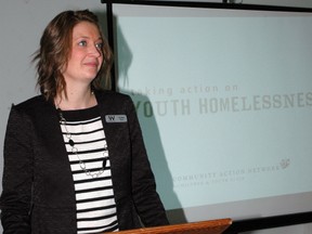 Lindsay Rice, chairman of the Community Action Network helped launch its Youth Homelessness Protocol Tuesday morning at the YWCA in St. Thomas. The protocol links homeless youth with a network of services to assist them obtain or regain housing. The goal is to eliminate youth homelessness in St. Thomas by 2015. If you know of a homeless young person you can call 2-1-1 to obtain assistance and provide them with resource options. (Ian McCallum, Times-Journal)