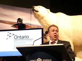 Gino Donato/The Sudbury Star
Michael Gravell, minister of Northern Development and Mines and chair of the Northern Ontario Heritage Fund Corporation, on Thursday announced $500,000 in support from the fund for Science North 's Artic Voices travelling exhibit. While in Sudbury, he also spoke about the Ring of Fire area.