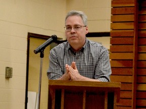 David Helmer addresses the Committee on Keephills Environment (COKE) during their AGM. - April Hudson, Reporter/Examiner